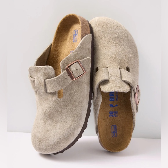 Birkenstock Shoes - Birkenstock Suede Mules in Beige